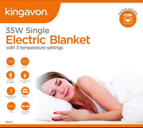 Single Electric Blanket 35Watt With 3 Temperature Settings