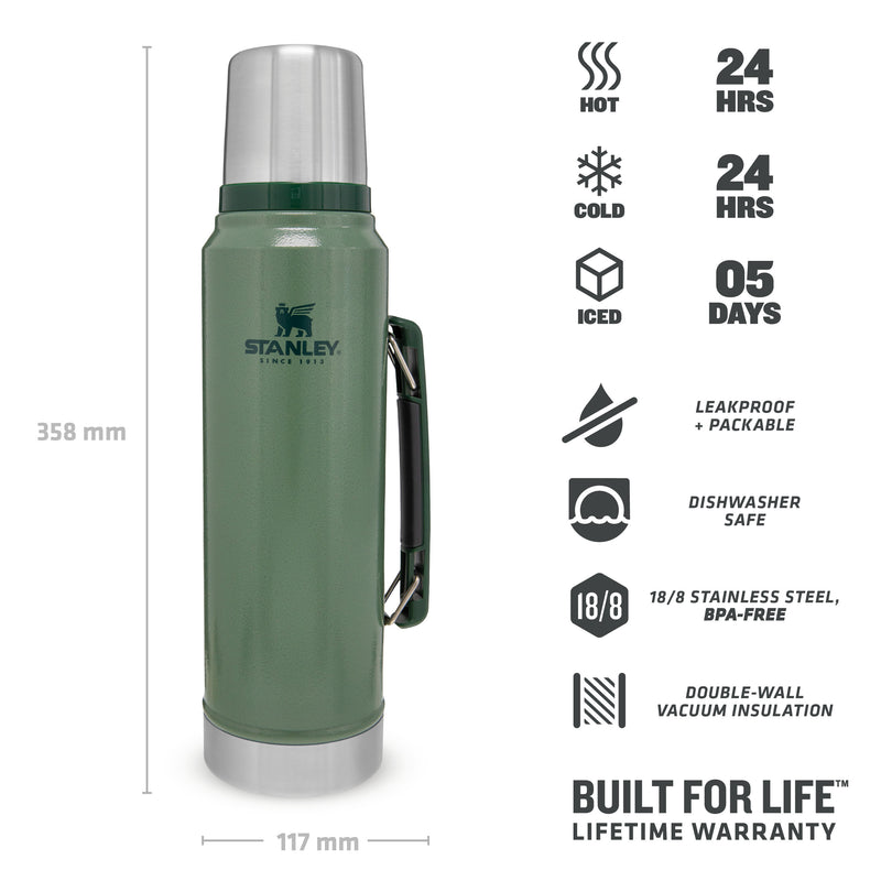 Stanley Classic Legendary Bottle 1L Hammertone Green