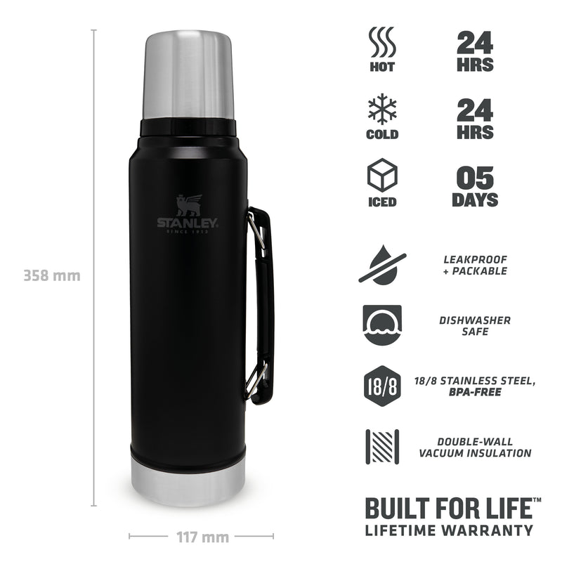 Stanley Classic Legendary Bottle 1L Matte Black Pebble