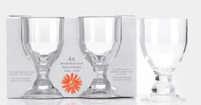 Bella Clear Acrylic Goblets x 4