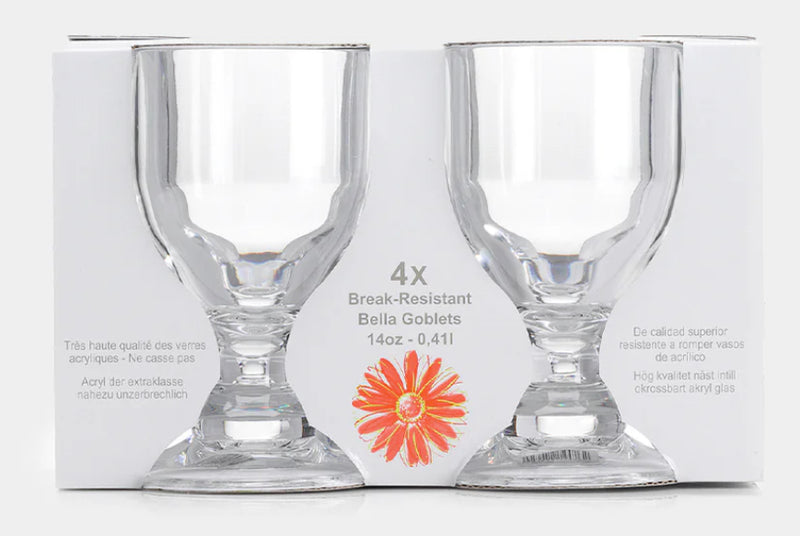 Bella Clear Acrylic Goblets x 4