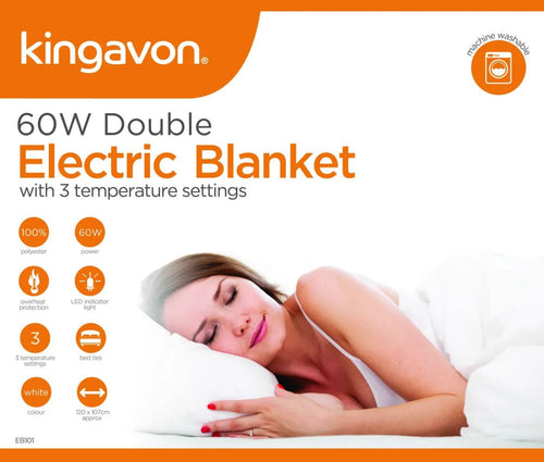 Double Electric Blanket 60Watt 3 Adjustable Temperature Settings