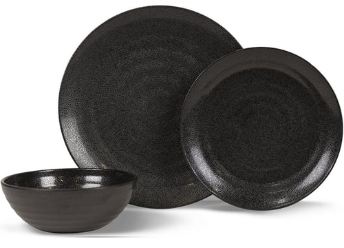 Ebony Cobble Melamine Tableware 12pc