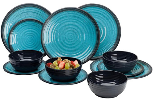 Flamefield Granite Aqua 12pc Melamine Set